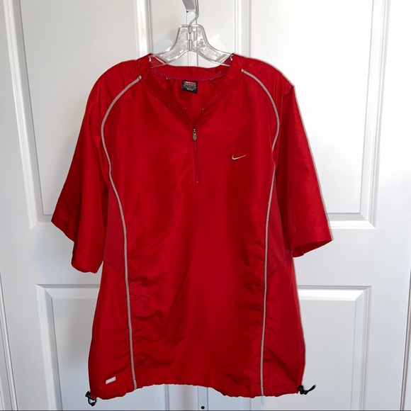 Nike Other - Nike Dri Fit Red Zip Pullover Short Sleeve Large